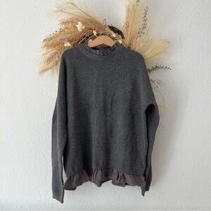 MNG Mango Kids Girls Ruffle Muslin Trim Knit Sweater